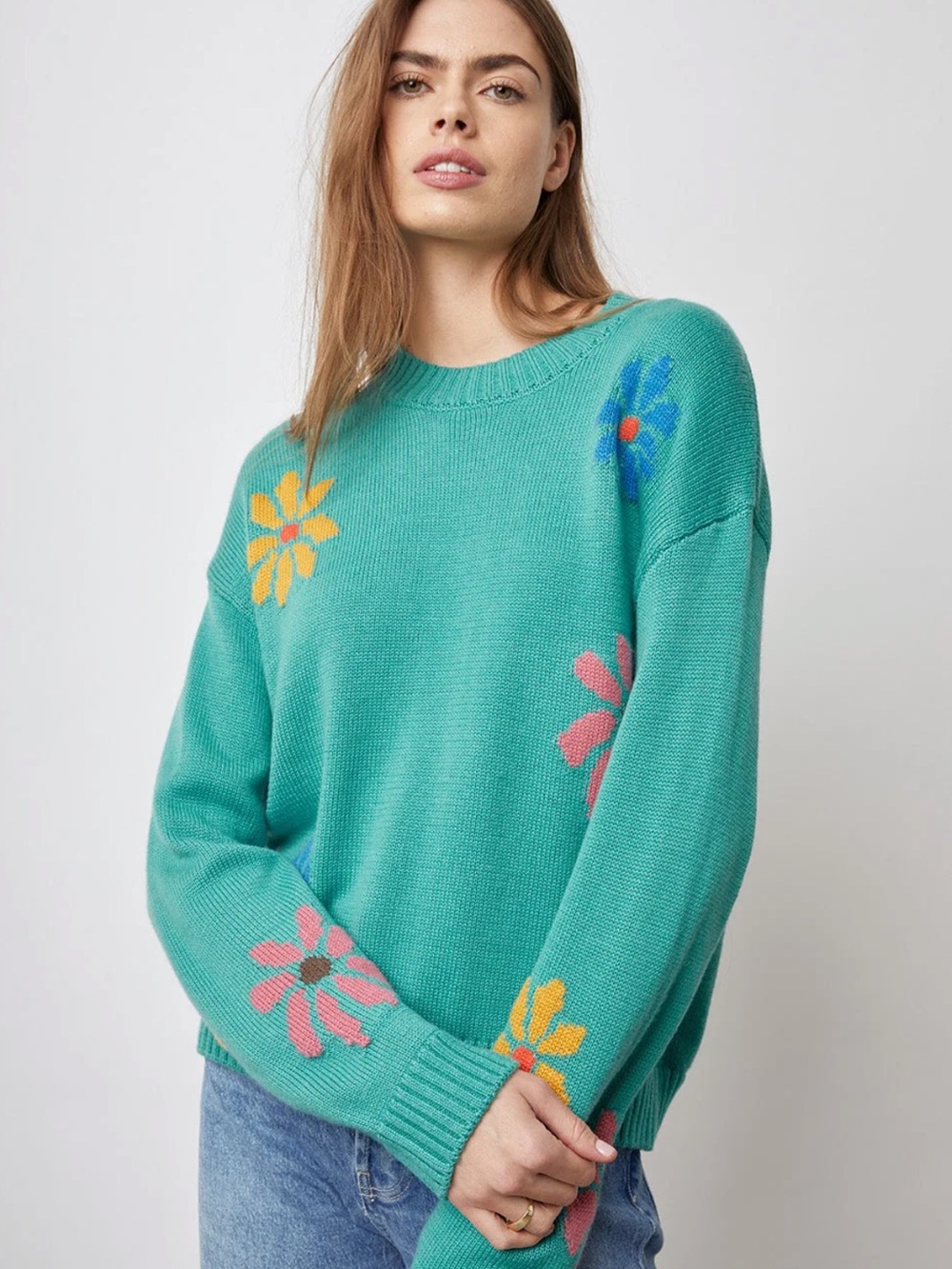 NWT Rails Zoey Sweater Green Multi Flowers